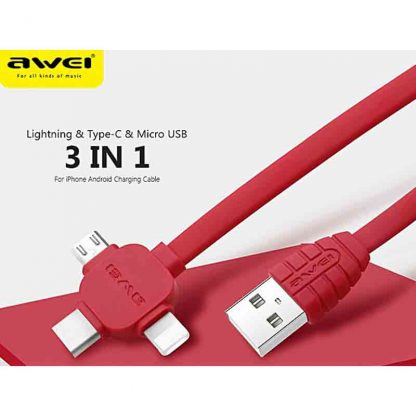 Awei 1m length 3 in 1 Multi Charging Cable CL-82