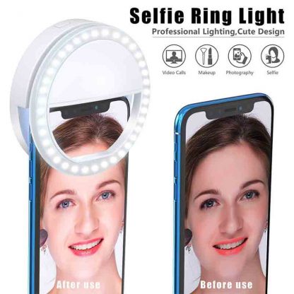 Selfie Phone Camera Ring Light Clips On Night Makeup Light
