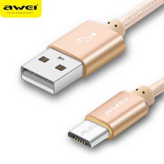 Awei CL-10 Micro USB Mini Nylon Braided 2 in 1 Transfer Data Synchronization Charging Cord 0.3m for Android Mobile Phone Charger