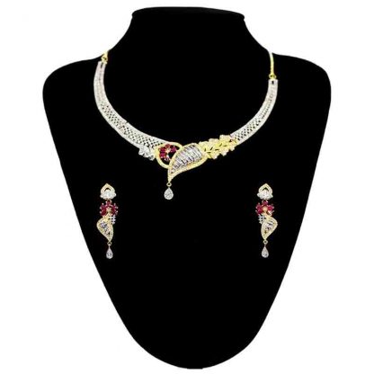 Gold Plated American Diamond Stone Jewellery Set for Women