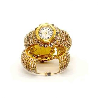 Golden Color & Copper Stone Women's Bracelet Watch