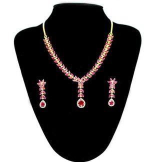 Ruby Necklace with Earrings for Women