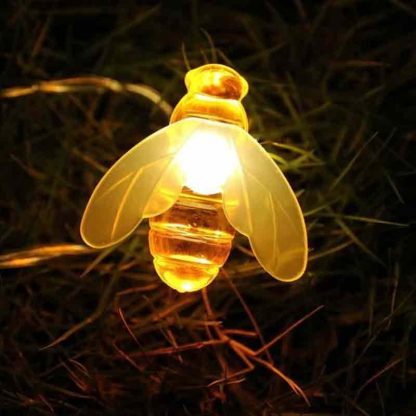 Solar Powered Cute Honey Bee Shape LED String Light Outdoor Garden Fence Patio Decor