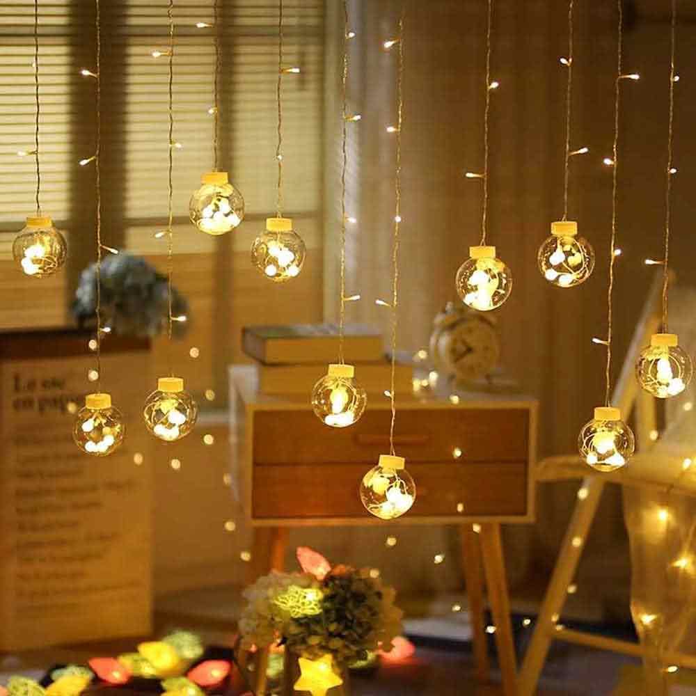 LAZYMARTS 108 LED Bulb Shape Globe LED Curtain Lights