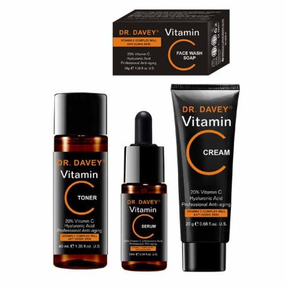 DR.DAVEY Vitamin C Complete Facial Care Kit - 4-in-1 Anti-Aging Set with face