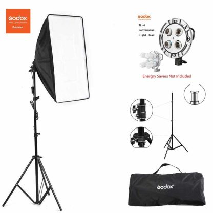 Godox TL-4 4in1 E27 Bulb Continuous light For Bowen Mount With Softbox And 7 Feet Stand 1 pcs