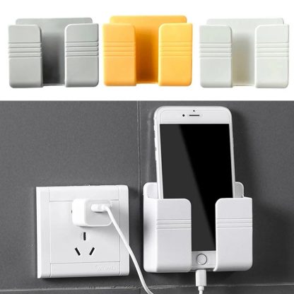 Universal Wall Mount Charger Phone Holder Stand Remote Control Hanger Base Support Hook Hanging Storage Box Rack Home Organizer