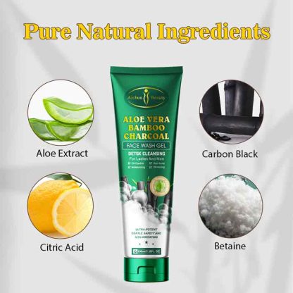 Aichun Beauty Aloe Vera Bamboo Charcoal Detox Cleansing Face Wash Gel