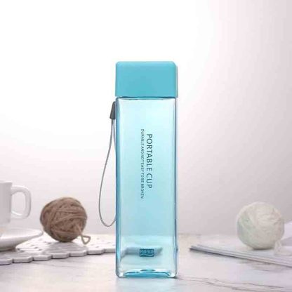 Transparent Square Plastic Matte Water Bottle -500ml