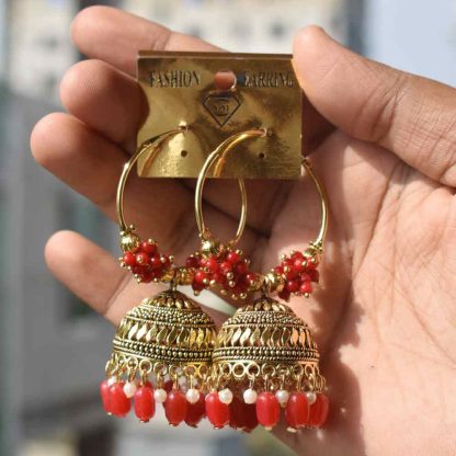 Antique Metal Jhumka Earrings for Women