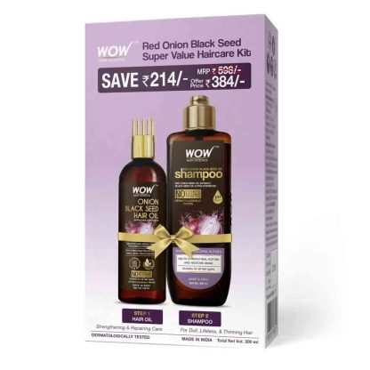 Red Onion Black Seed Super Value Haircare Kit (Shampoo 200 ml + Hair Oil 100 ml with comb)
