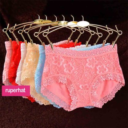 Women Sexy High Waist Underwear Briefs Panties Lace Sheer Lingerie Soft Knick