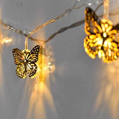 Metal Butterfly Led Fairy String Lights for Party and Room Decoration (Warm Color)