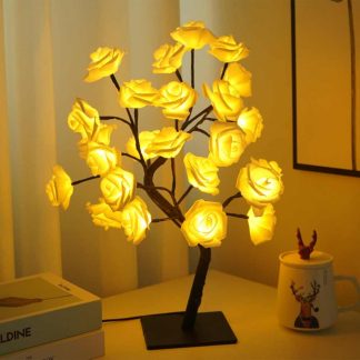 Yocowu Table Flower Tree Rose Lamp Fairy Bonsai Desk Light