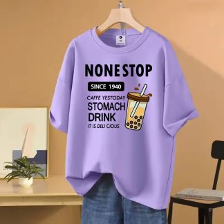 None Stop Oversize Drop Shoulder T-Shirt for Women