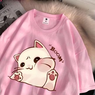 Boom Cat Printed Drop Shoulder T-Shirt