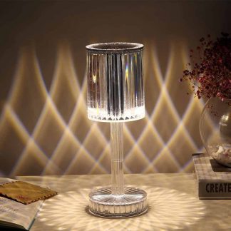 Portable Crystal Table Lamp, 3 Color Touch Control Rechargeable