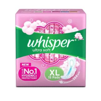 Whisper Ultra Softs Air Fresh Sanitary Pads for Women, XL 15 Napkins