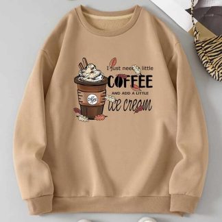 Coffee And Slogan Graphic Thermal Lined Sweatshirt