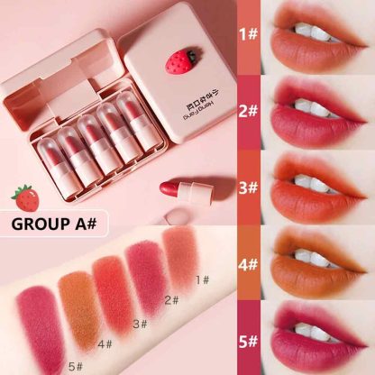 Heng Fang 5 Colors Velvet Matte Mini Lipstick Set