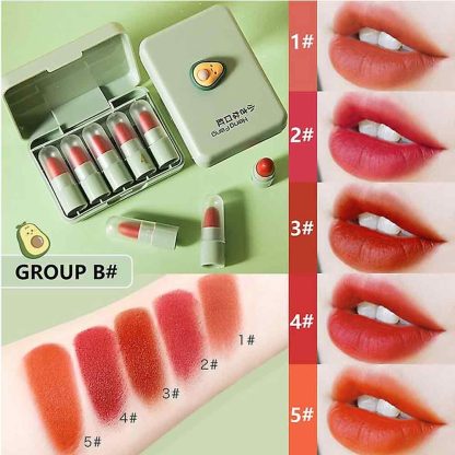 Heng Fang 5 Colors Velvet Matte Mini Lipstick Set