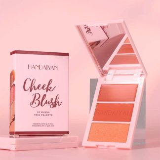 HANDAIYAN Vegan Blush Highlighter Eyeshadow 3D Blush Trio Palette