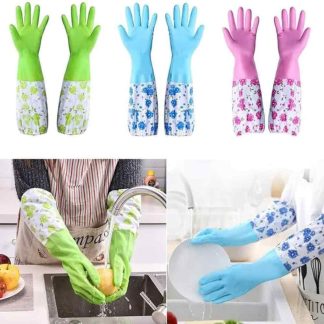 Long Rubber Warm Gloves Kitchen Dish Washing Cleaning