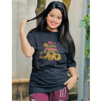 It's Coffee Time Over Size Drop Shoulder T-Shirt for Women