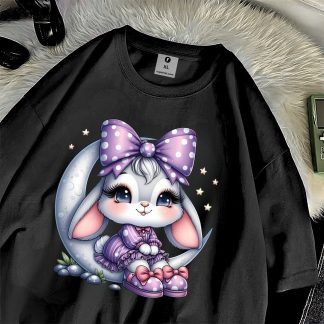Animation Cat Drop Shoulder T-Shirt for Women