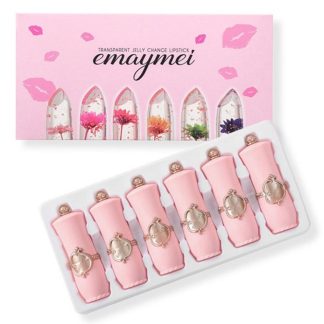 6Pcs/Box Crystal Clear Flower Jelly Lip Balm