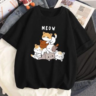 Meow oversize drop shoulder t-shirt