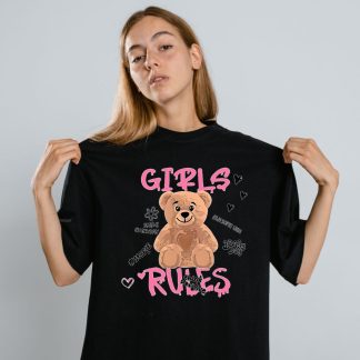 Girls Rules Oversize drop shoulder t shirt for women