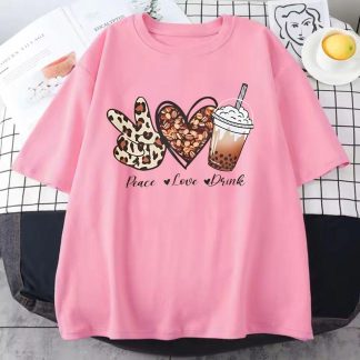 Peace love drink oversize drop shoulder t-shirt