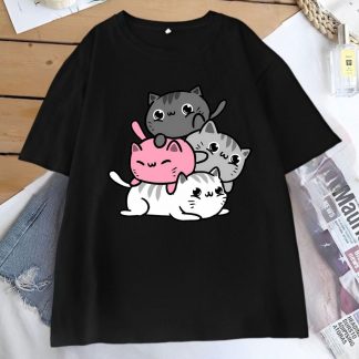 Cat Oversize Drop shoulder T-Shirt for Women