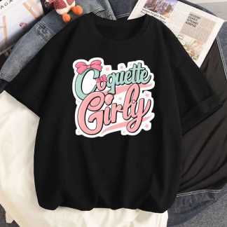 Coquette Girly Oversized Drop Shoulder T-Shirt for Women