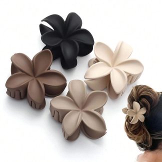 4pcs Simple and Casual Flower Hair Clips