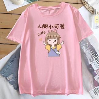 Cute Girl Drop shoulder T shirt for Women