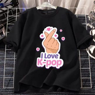 I Love K-Pop Oversized Drop Shoulder T-Shirt for Women