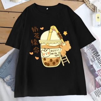 Milk Tea Oversize Drop shoulder T-Shirt for Women