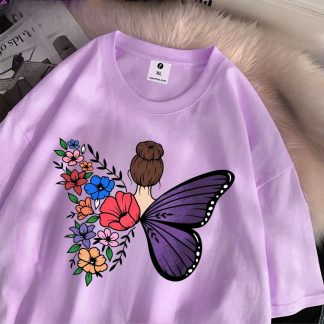 Butterfly Girl Oversize Drop Shoulder T-Shirt