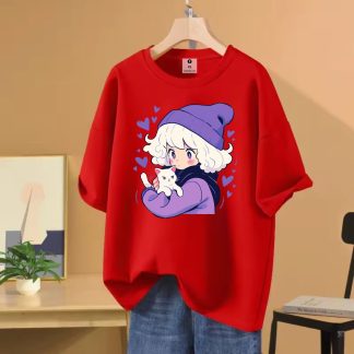 Cat love oversize drop shoulder t-shirt for women
