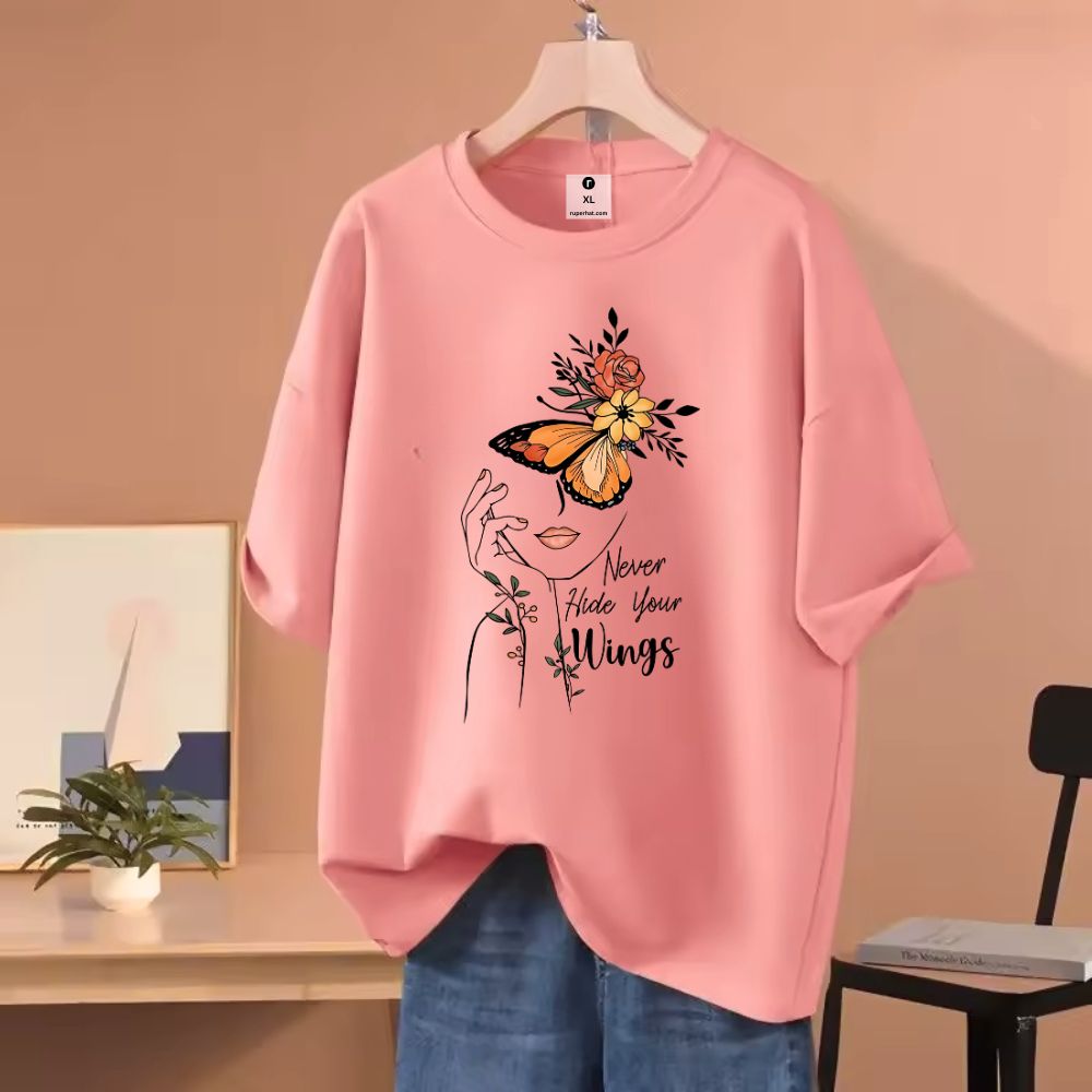 Never Hude Your Wings Oversize Drop Shoulder T-Shirt