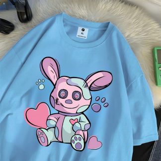 Rabbit Print Drop Shoulder T-Shirt