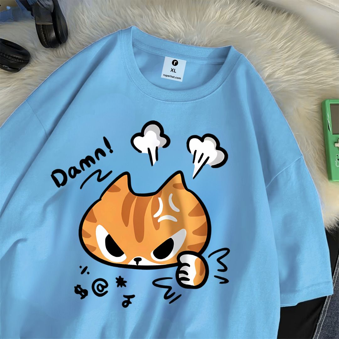 The Angry Little Cat Cotton Women Oversize T-Shirt