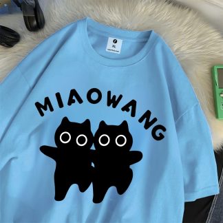 Miowang Cat Women Drop Shoulder T-Shirt