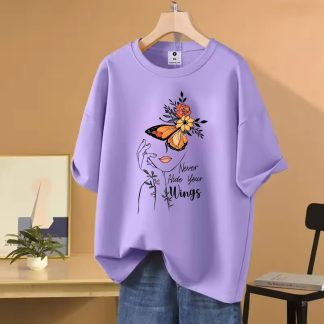 Never Hude Your Wings Oversize Drop Shoulder T-Shirt