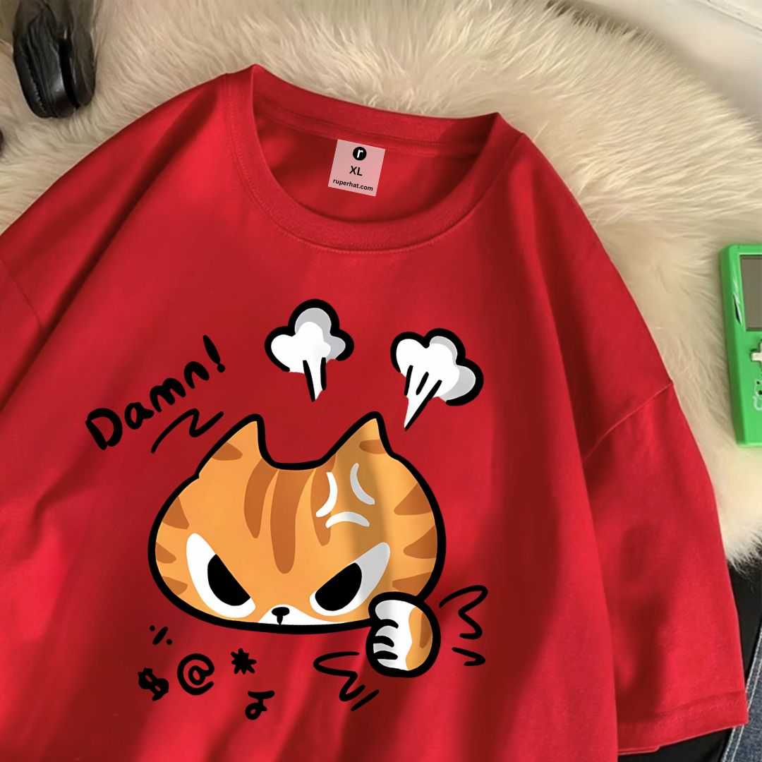 The Angry Little Cat Cotton Women Oversize T-Shirt