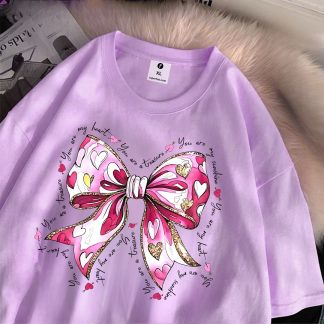 Rose Bow Lover Oversize Drop Shoulder T-Shirt