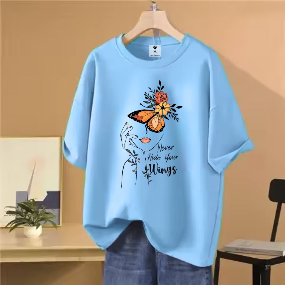 Never Hude Your Wings Oversize Drop Shoulder T-Shirt
