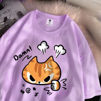 The Angry Little Cat Cotton Women Oversize T-Shirt